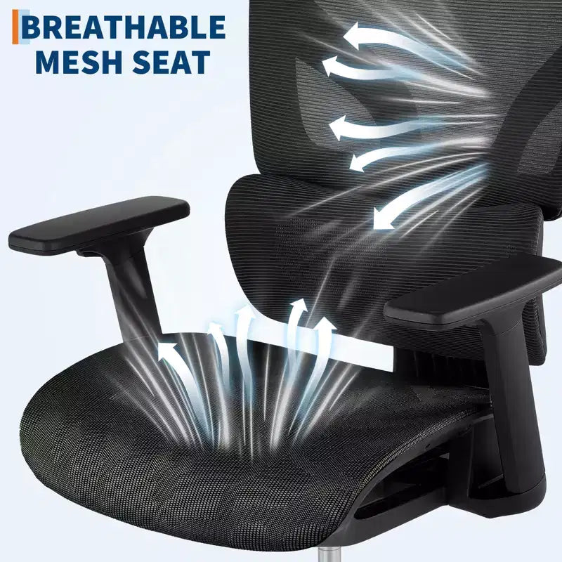 Chaise de bureau ergonomique en maille, soutien lombaire, accoudoirs réglables 4D, réglage de l'inclinaison et de la hauteur, pivotant à 360°, chaise de bureau à domicile, chaise de jeu et d'étude