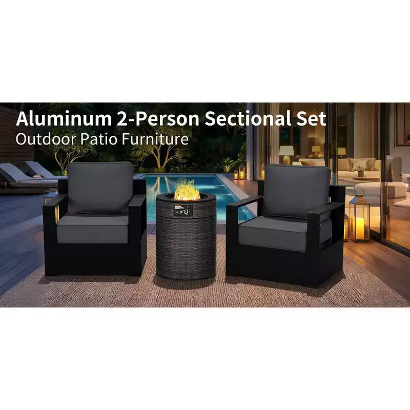 Fauteuils de jardin en aluminium UPTIOT avec bras et foyer intégré