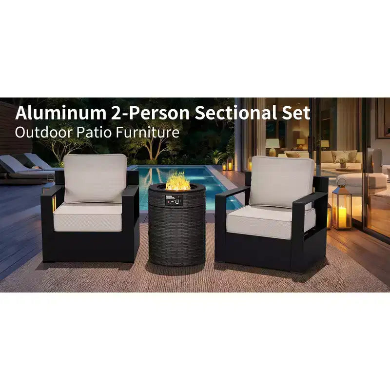Fauteuils de jardin en aluminium UPTIOT avec bras et foyer intégré