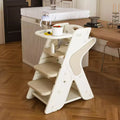 JVNOXK Height-adjustable multi-functional high chair for children's meals and feeding, featuring a five-point safety harness and removable tray. White