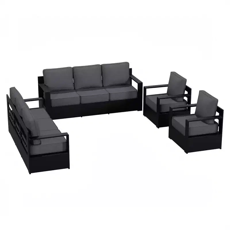Ensemble sectionnel d'extérieur en aluminium UPTIOT pour 8 personnes avec deux canapés 3 places et fauteuils