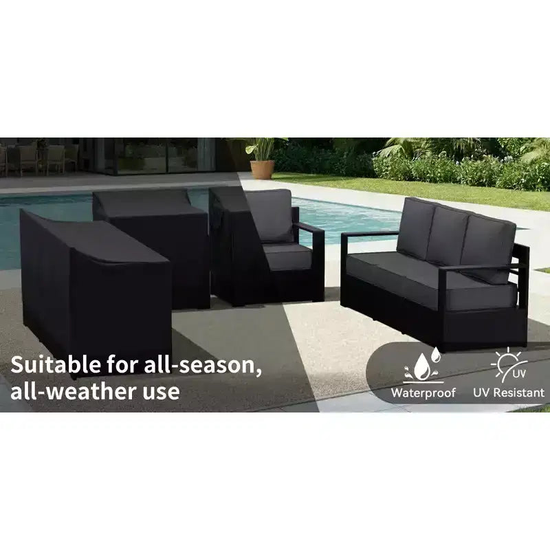 Ensemble sectionnel d'extérieur en aluminium UPTIOT pour 8 personnes avec deux canapés 3 places et fauteuils