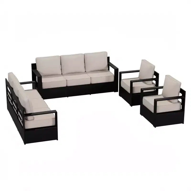 Ensemble sectionnel d'extérieur en aluminium UPTIOT pour 8 personnes avec deux canapés 3 places et fauteuils