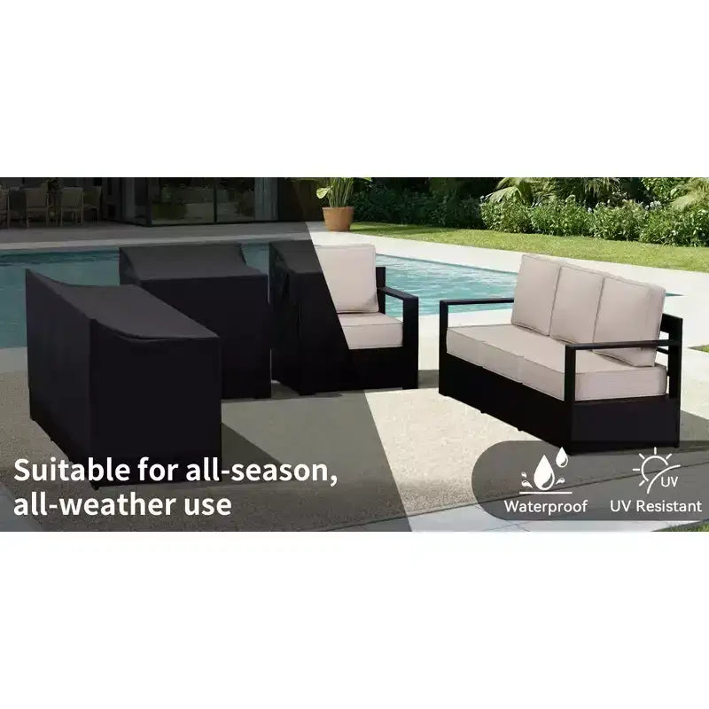 Ensemble sectionnel d'extérieur en aluminium UPTIOT pour 8 personnes avec deux canapés 3 places et fauteuils