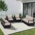 UPTIOT 8-Person All-Weather Aluminum Sectional Set with Two 3-Seat Sofas & Armchairs