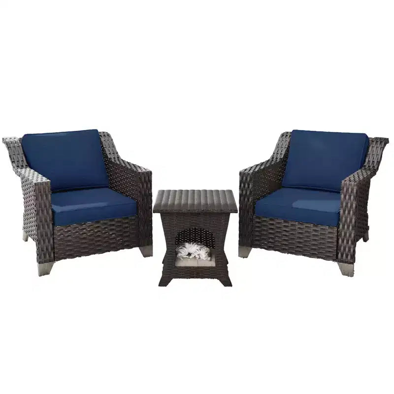 UPTIOT Premium Rattan Patio Chair Set with Coffee Table for Pet-Friendly Outdoor Spaces