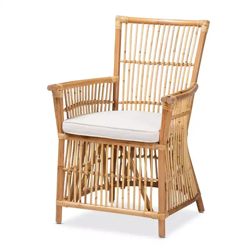 GDFStudio Acheson Modern Bohemian Wood and Fabric Upholstered Armchair