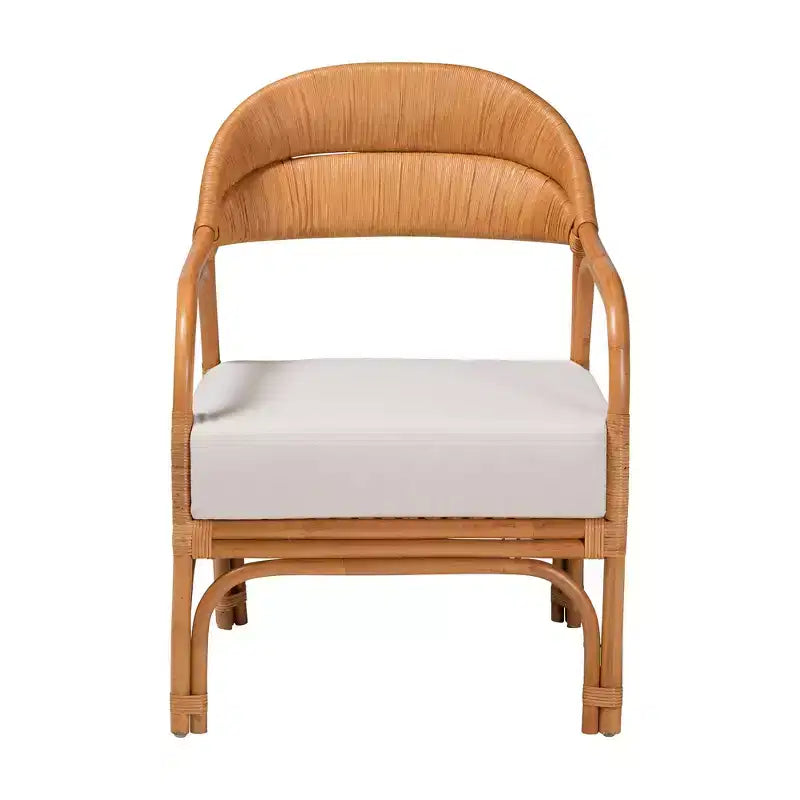 GDFStudio Bohemian Rattan Peel 26 Arm Chair with Fabric Upholstered