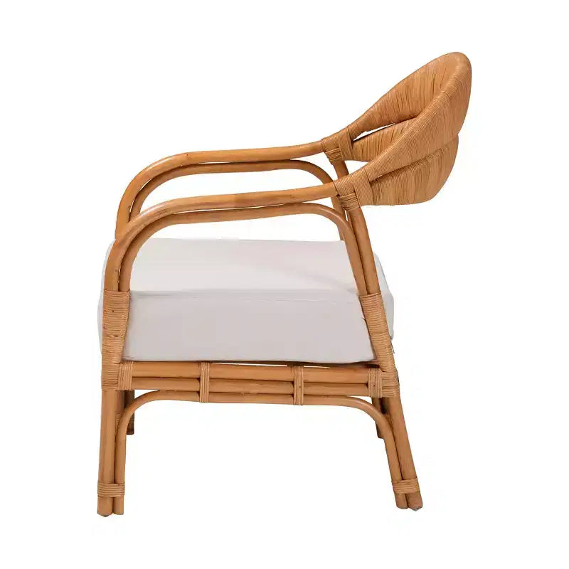 GDFStudio Bohemian Rattan Peel 26 Arm Chair with Fabric Upholstered