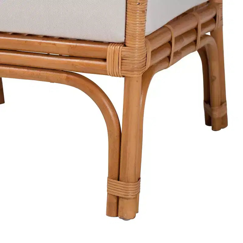 GDFStudio Bohemian Rattan Peel 26 Arm Chair with Fabric Upholstered