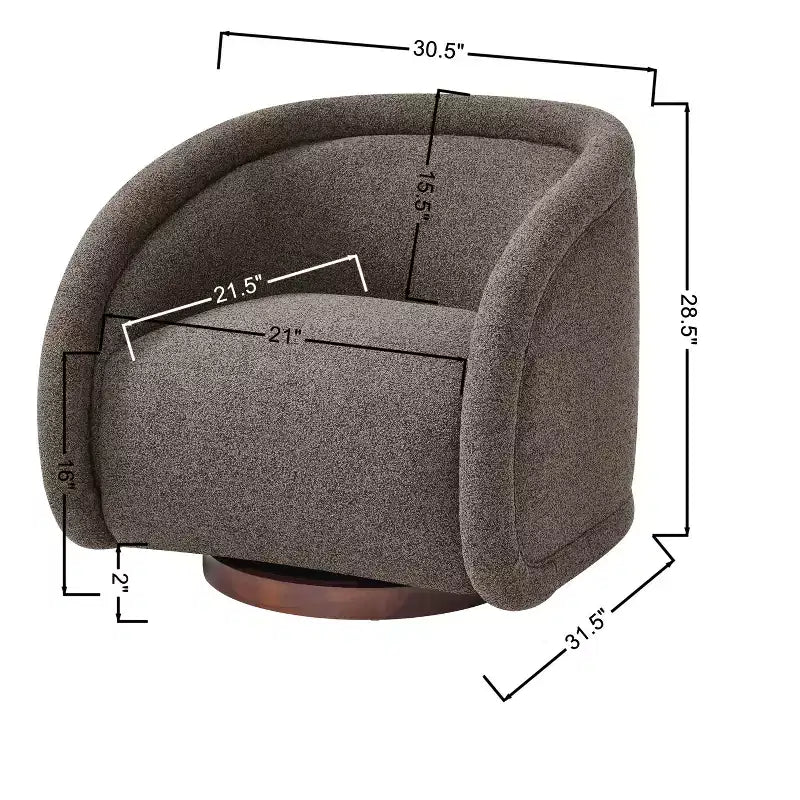 Christopher Knight Home Sabbo Modern Boucl Swivel Chair with Solid Wood Base