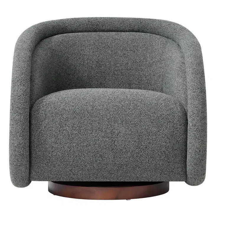 Christopher Knight Home Sabbo Modern Boucl Swivel Chair with Solid Wood Base