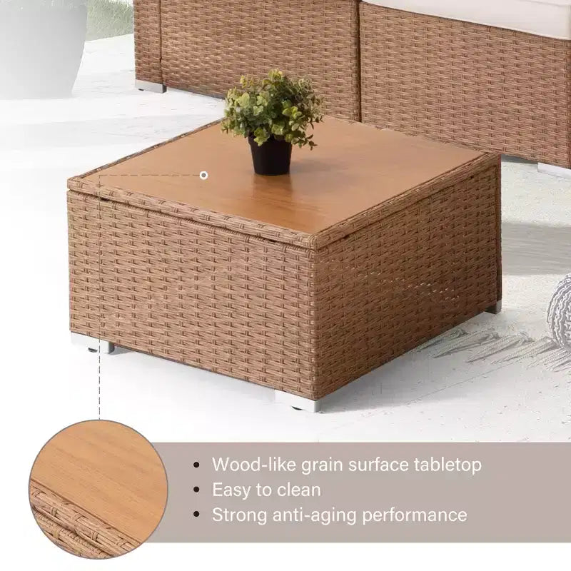 LAUSAINT HOME Ensemble de meubles de patio en rotin 7 pièces