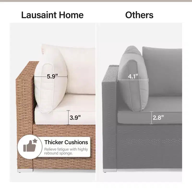 LAUSAINT HOME Ensemble de meubles de patio en rotin 7 pièces