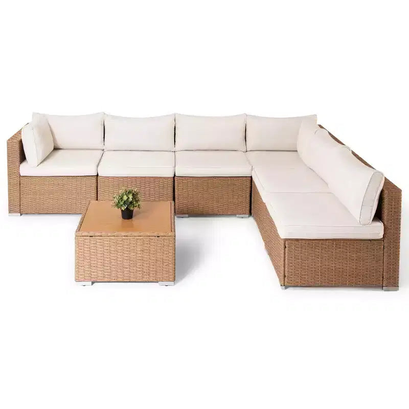 LAUSAINT HOME Ensemble de meubles de patio en rotin 7 pièces