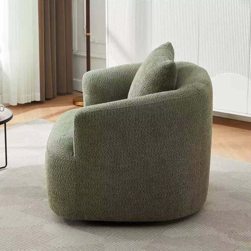 Fauteuil d'appoint pivotant à 360° Etokfoks, fauteuil club rembourré de 97 cm de large, siège profond en tissu bouclé pour salon, chambre, bureau, vert