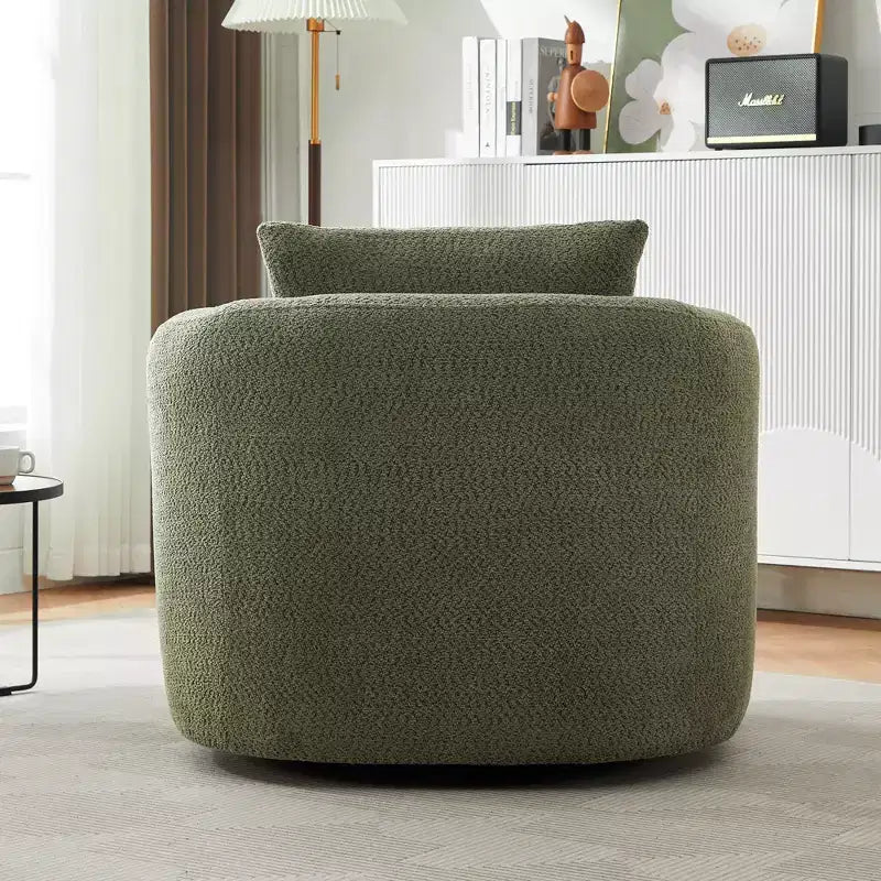 Fauteuil d'appoint pivotant à 360° Etokfoks, fauteuil club rembourré de 97 cm de large, siège profond en tissu bouclé pour salon, chambre, bureau, vert