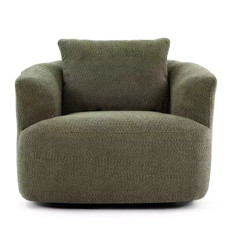 Fauteuil d'appoint pivotant à 360° Etokfoks, fauteuil club rembourré de 97 cm de large, siège profond en tissu bouclé pour salon, chambre, bureau, vert