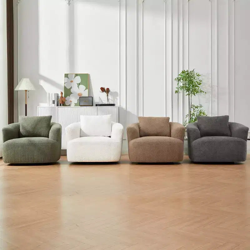 Fauteuil d'appoint pivotant à 360° Etokfoks, fauteuil club rembourré de 97 cm de large, siège profond en tissu bouclé pour salon, chambre, bureau, vert