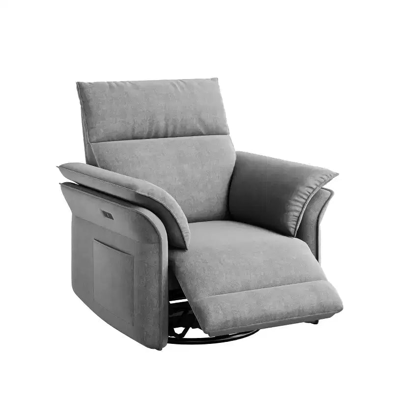 Swivel Rocker Recliner Chair for Living Room  Chenille or Faux Leather, Double-Layer or Curved Armrests, Padded Backrest