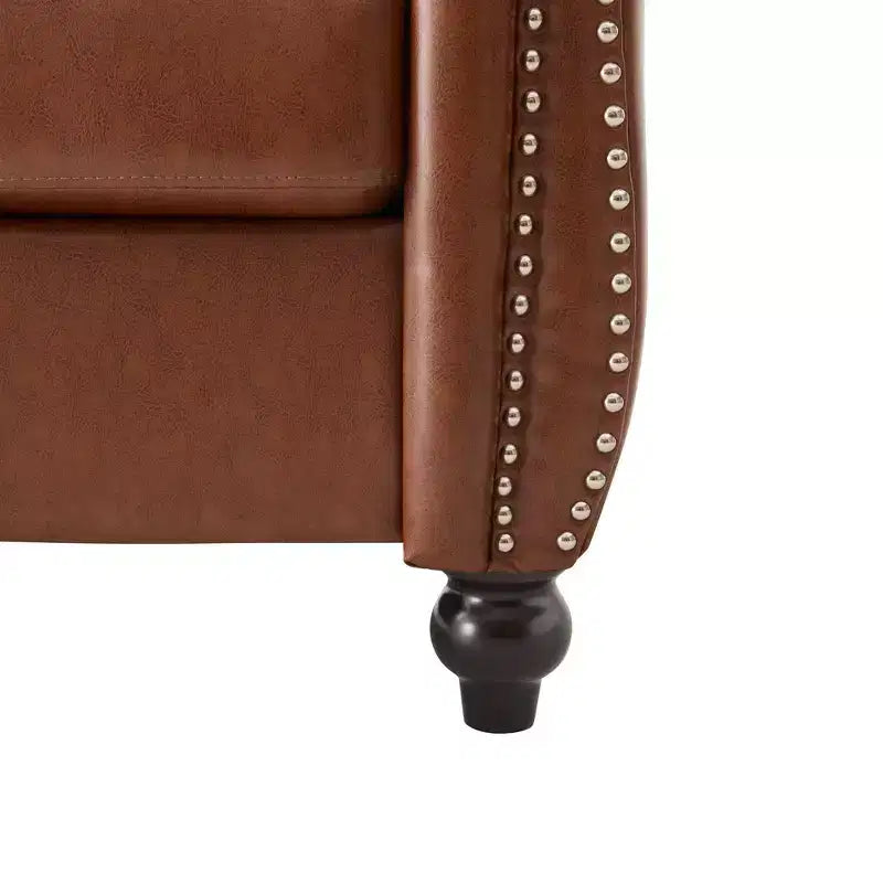 Whisen Modern Chesterfield Accent Chair, Club Chair with Scrolled Arms, Nailhead Trim and Solid Wood Legs