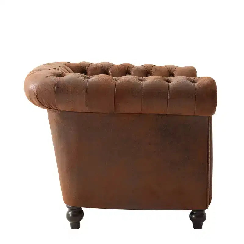Whisen Modern Chesterfield Accent Chair, Club Chair with Scrolled Arms, Nailhead Trim and Solid Wood Legs