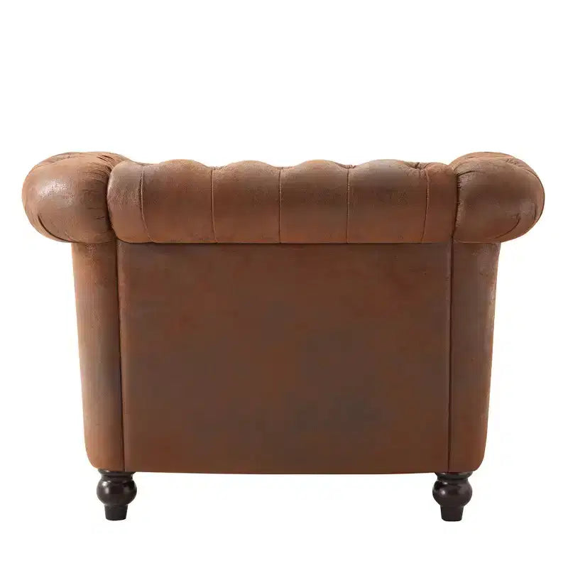 Whisen Modern Chesterfield Accent Chair, Club Chair with Scrolled Arms, Nailhead Trim and Solid Wood Legs