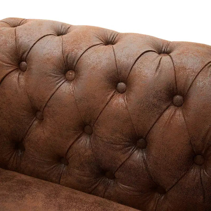 Whisen Modern Chesterfield Accent Chair, Club Chair with Scrolled Arms, Nailhead Trim and Solid Wood Legs