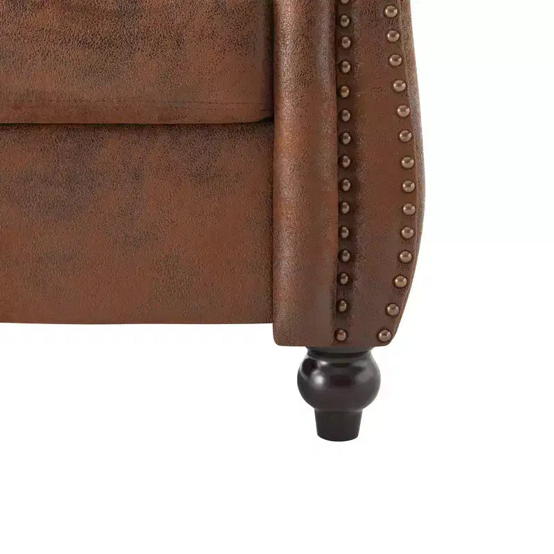 Whisen Modern Chesterfield Accent Chair, Club Chair with Scrolled Arms, Nailhead Trim and Solid Wood Legs