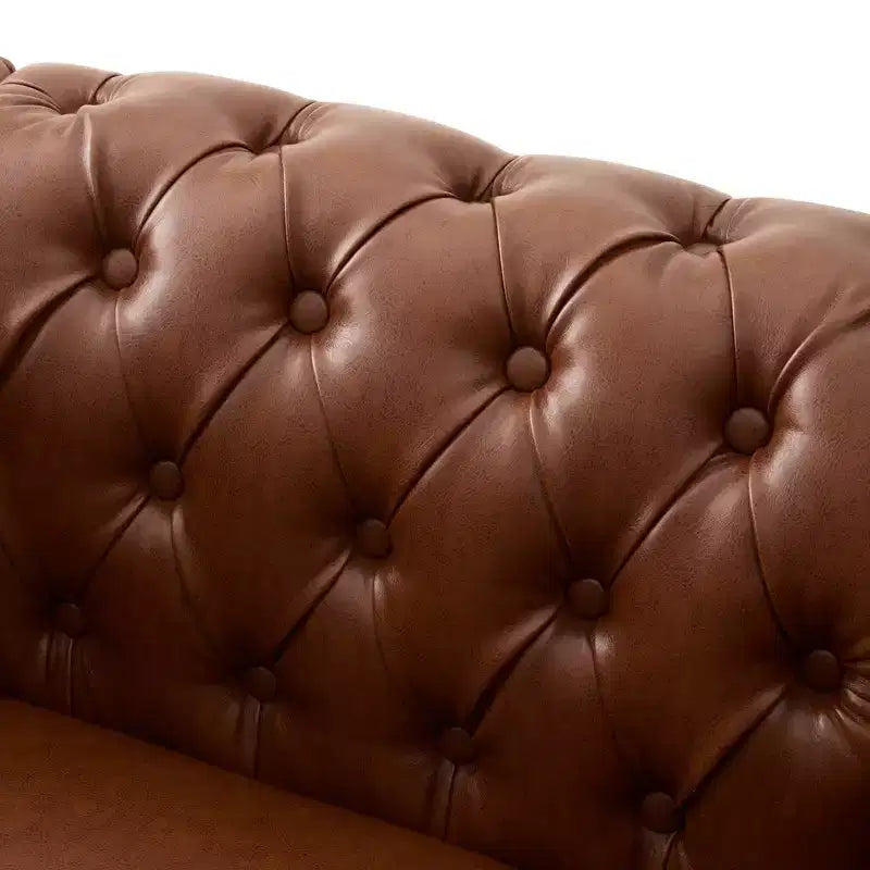 Whisen Modern Chesterfield Accent Chair, Club Chair with Scrolled Arms, Nailhead Trim and Solid Wood Legs