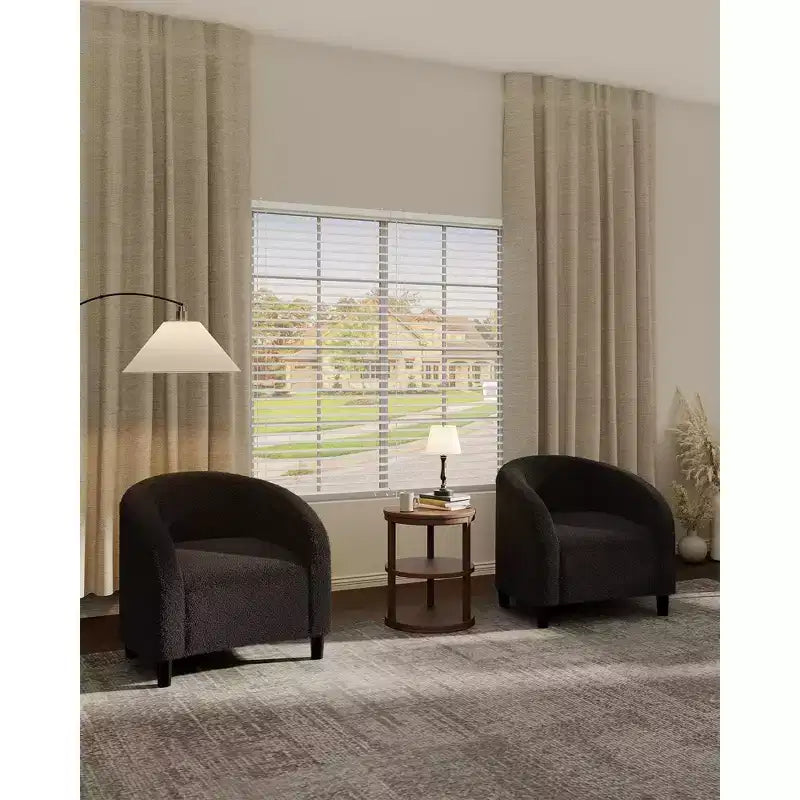 Gray Boucle Fabric Accent Chair - Plush and Supportive Armchair for Living Room, Bedroom or Office