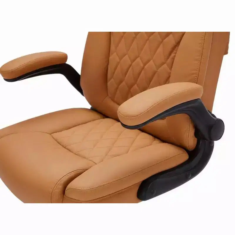 Fauteuil de bureau exécutif en cuir, chaise de bureau ergonomique robuste de 158 kg avec soutien lombaire, accoudoirs rembourrés relevables, verrouillage de l'inclinaison, pivotement à 360°