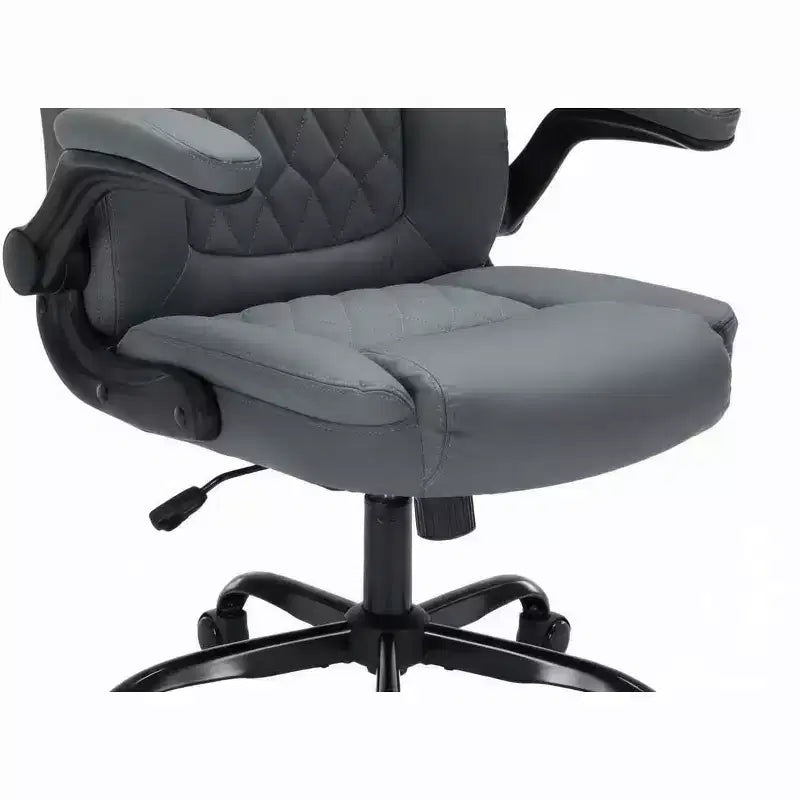 Fauteuil de bureau exécutif en cuir, chaise de bureau ergonomique robuste de 158 kg avec soutien lombaire, accoudoirs rembourrés relevables, verrouillage de l'inclinaison, pivotement à 360°