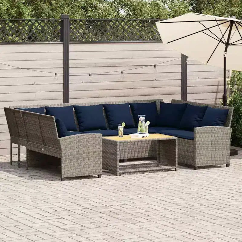vidaXL Canapé de jardin avec coussins en résine tressée