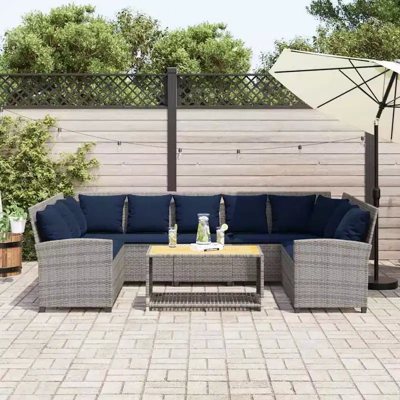 vidaXL Canapé de jardin avec coussins en résine tressée