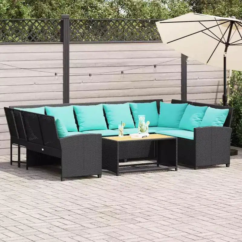 vidaXL Canapé de jardin avec coussins en résine tressée