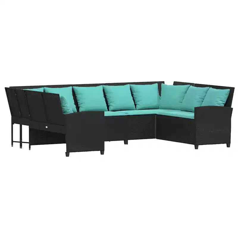 vidaXL Patio Sofa with Cushions Poly Rattan