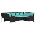 vidaXL Patio Sofa with Cushions Poly Rattan