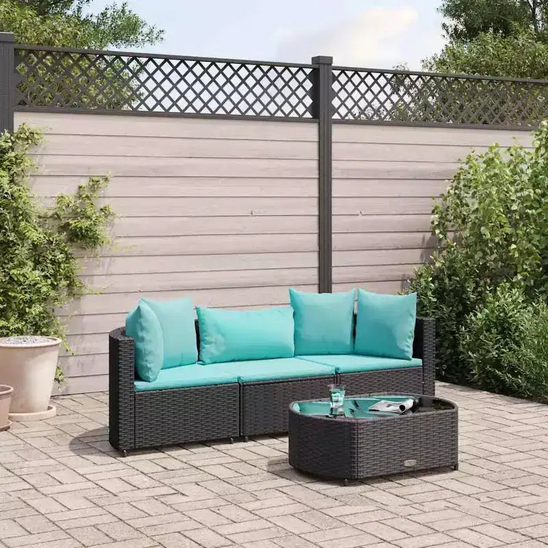 vidaXL Salon de jardin avec coussins Meuble d'extérieur en résine tressée