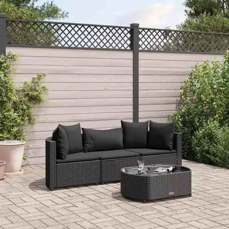 vidaXL Salon de jardin avec coussins Meuble d'extérieur en résine tressée