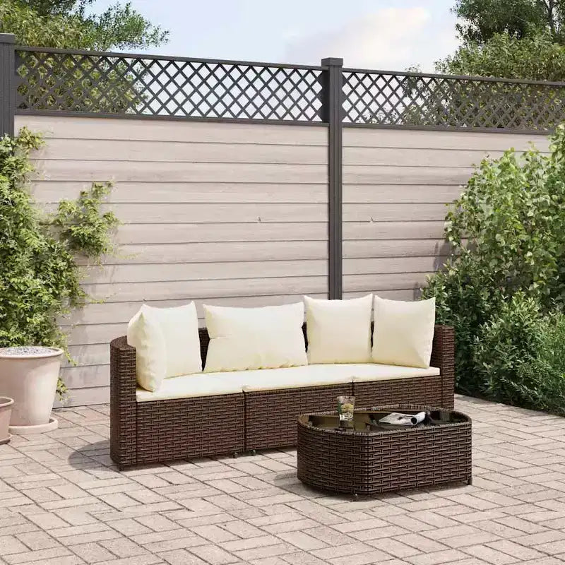 vidaXL Salon de jardin avec coussins Meuble d'extérieur en résine tressée