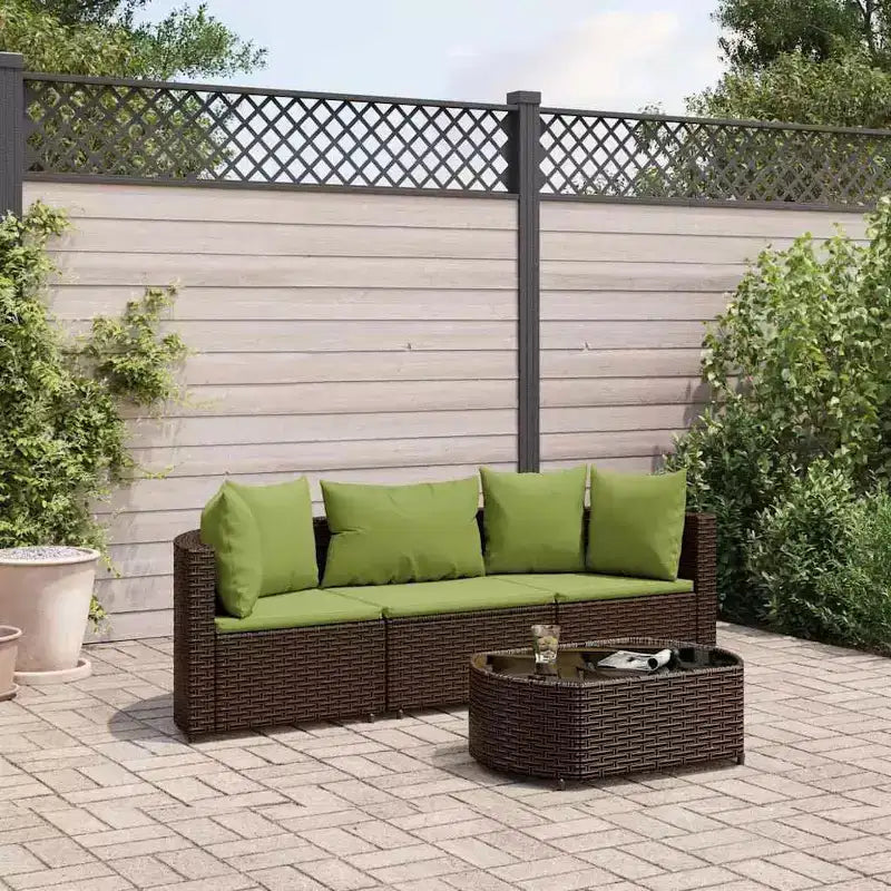 vidaXL Salon de jardin avec coussins Meuble d'extérieur en résine tressée