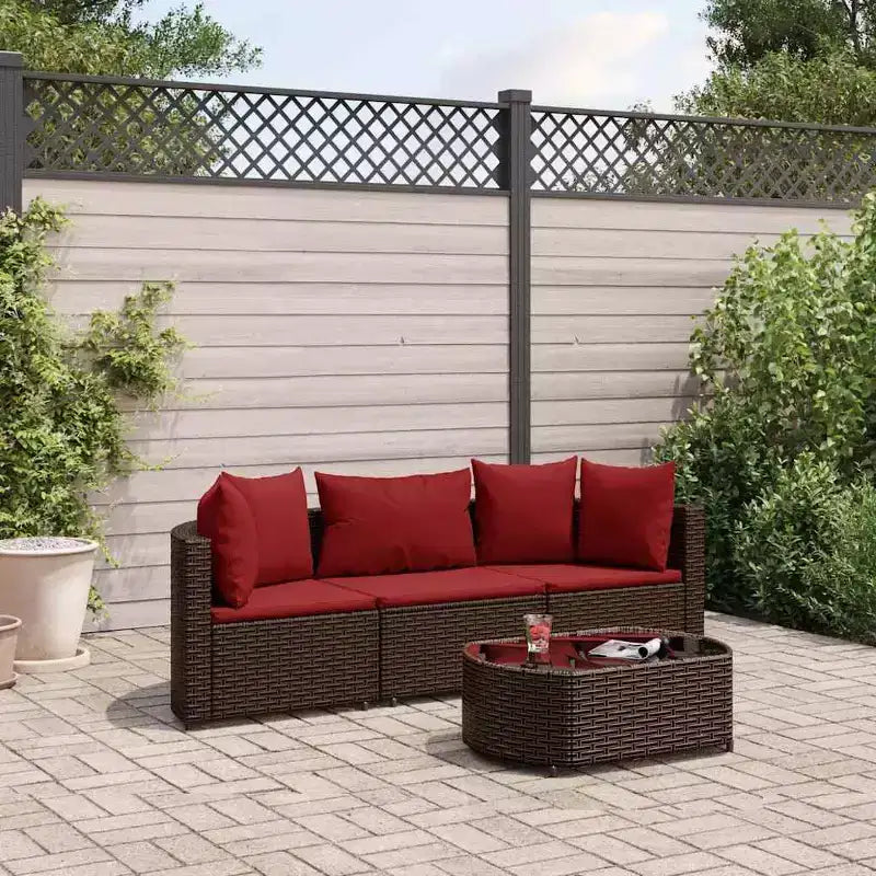 vidaXL Salon de jardin avec coussins Meuble d'extérieur en résine tressée