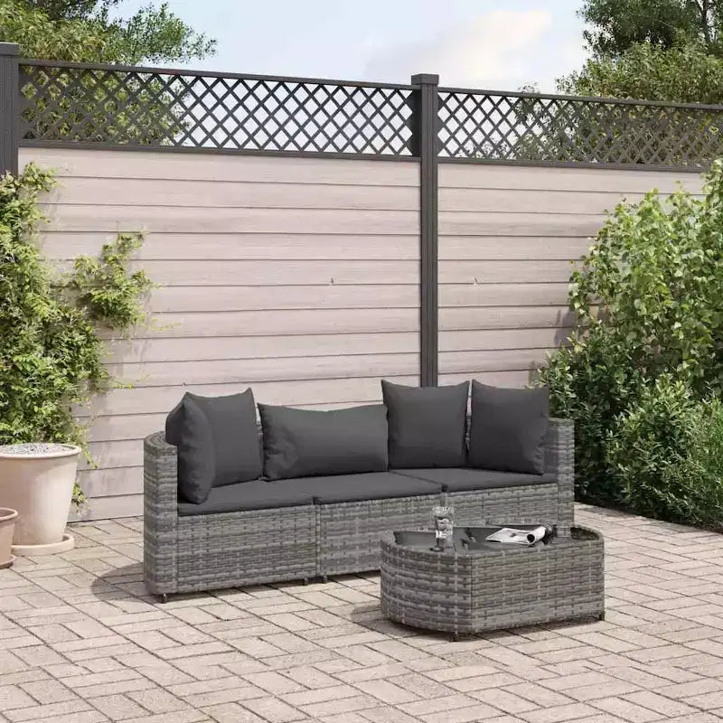 vidaXL Salon de jardin avec coussins Meuble d'extérieur en résine tressée