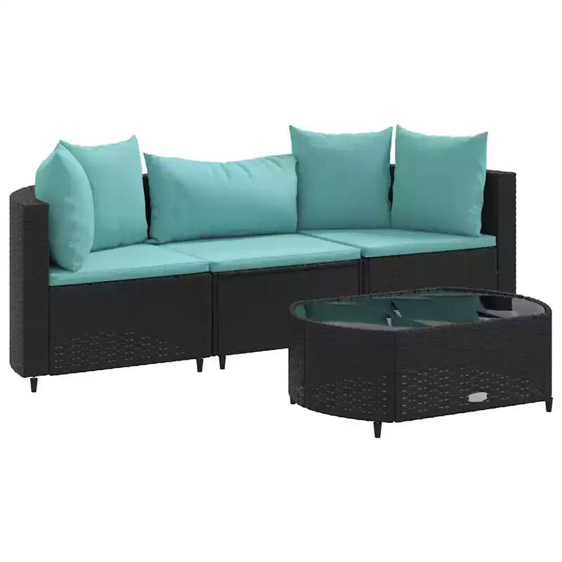 vidaXL Patio Sofa Set with Cushions Lounge Setting Outdoor Furniture Poly Rattan