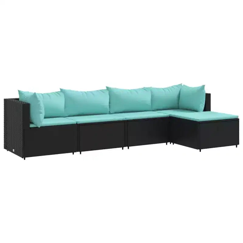 vidaXL Patio Lounge Set with Cushions Poly Rattan