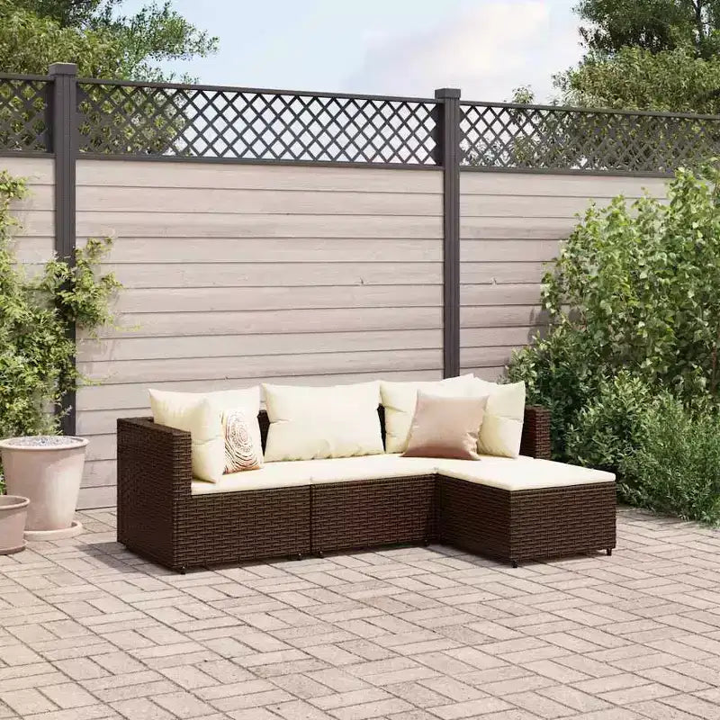 vidaXL Salon de jardin avec coussins en résine tressée