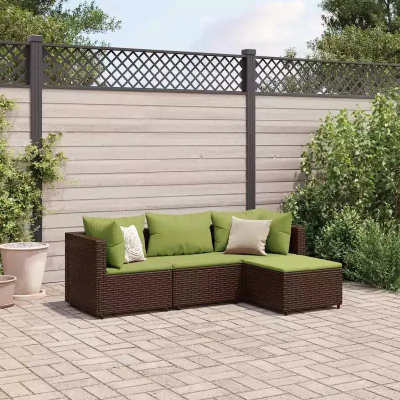 vidaXL Salon de jardin avec coussins en résine tressée