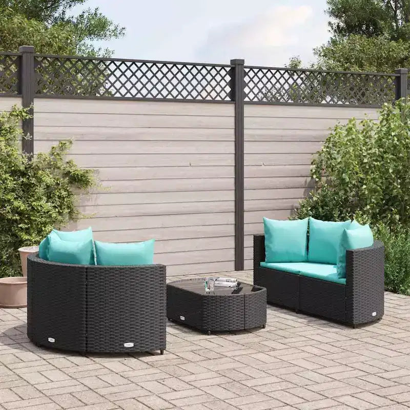 vidaXL Salon de jardin d'angle en rotin avec coussins - Divers coloris