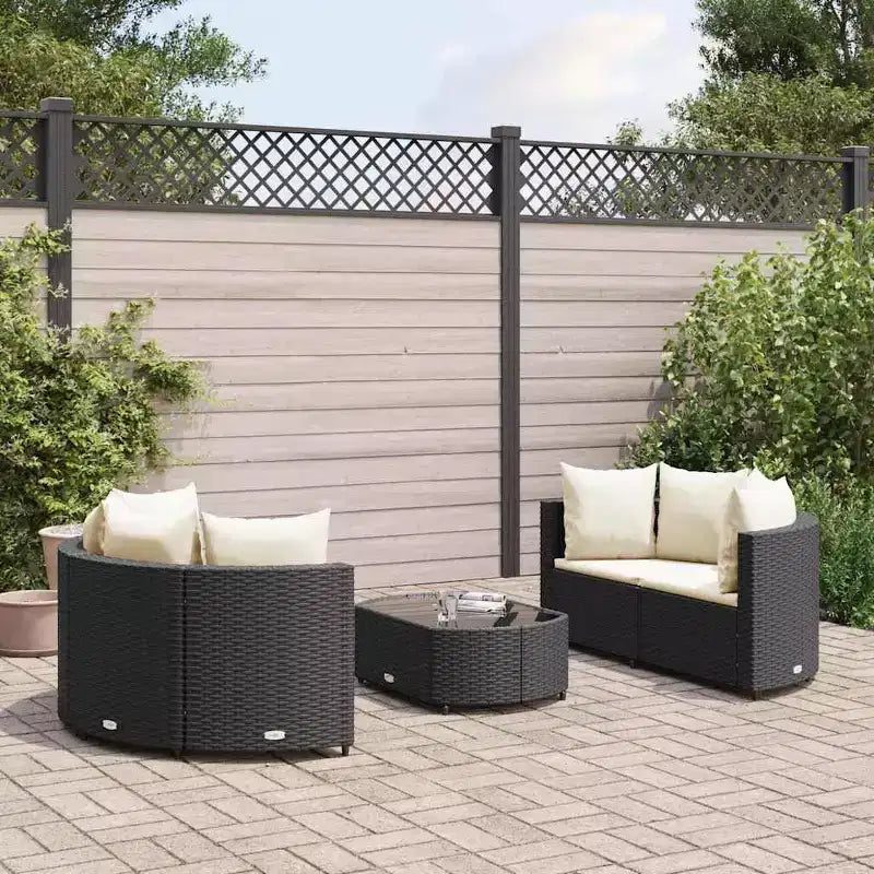 vidaXL Salon de jardin d'angle en rotin avec coussins - Divers coloris